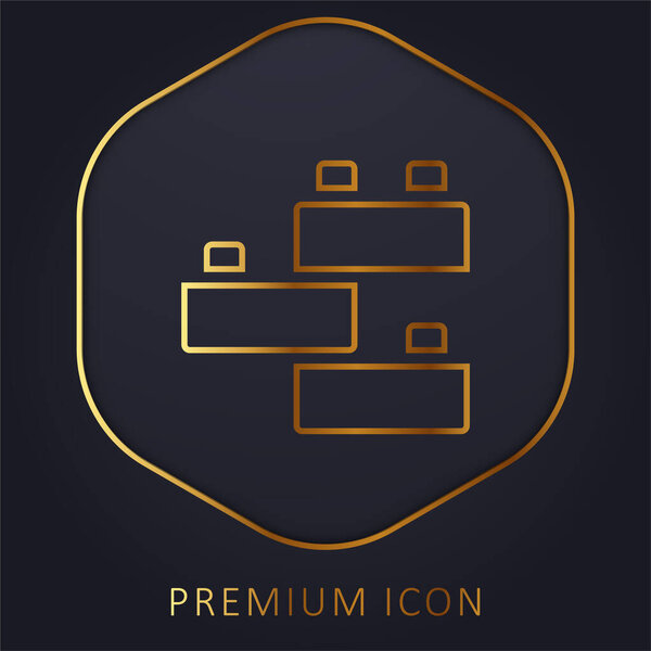 Кирпичная золотая линия премиум логотип или значок