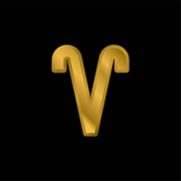 Aries gold plated metalic icon or logo vector