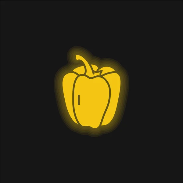 Paprika Gelb Leuchtendes Neon Symbol — Stockvektor