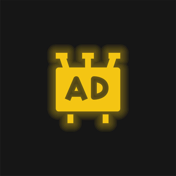 Ad yellow glowing neon icon
