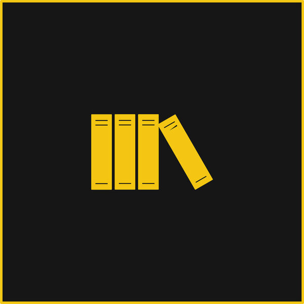 Books Arranged Vertically yellow glowing neon icon