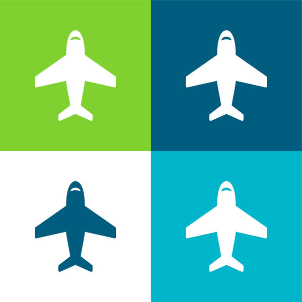 Airplane In Vertical Ascending Position Flat four color minimal icon set