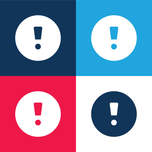 Внимание Знак синий и красный четыре цвета минимальный набор значков