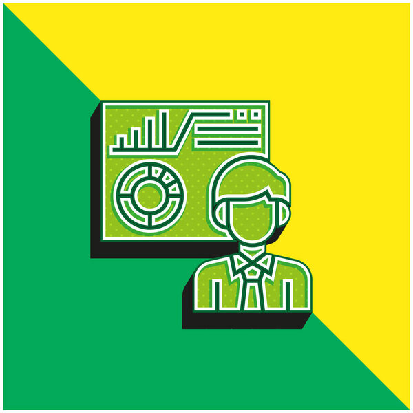 Analysing Green and yellow modern 3d vector icon logo