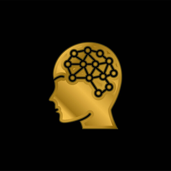 Позолоченная металлическая икона искусственного интеллекта или вектор логотипа