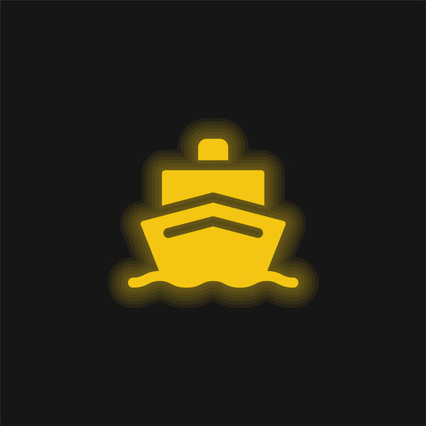 Boat yellow glowing neon icon