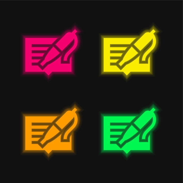 Blog four color glowing neon vector icon