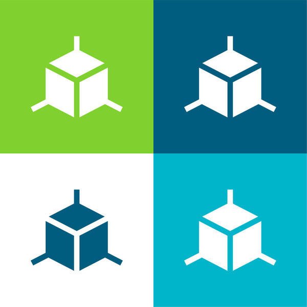 3D Cube Flat четыре цвета минимальный набор значков