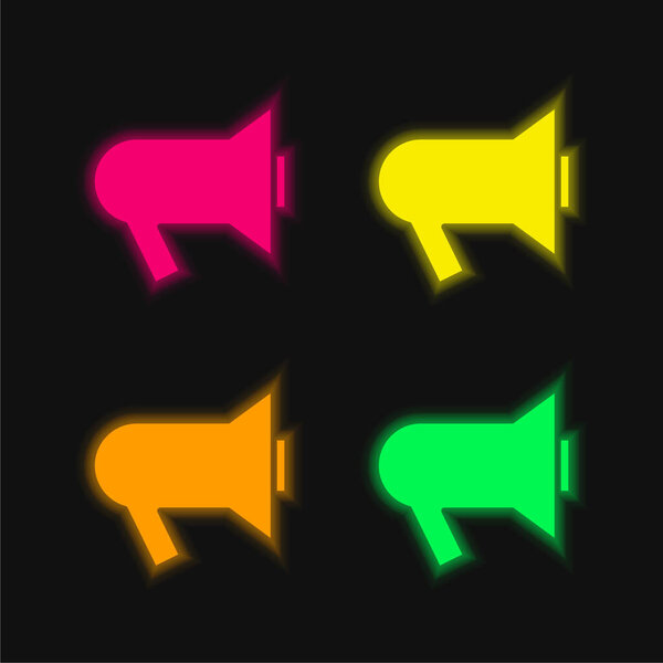 Black Hand Speaker four color glowing neon vector icon