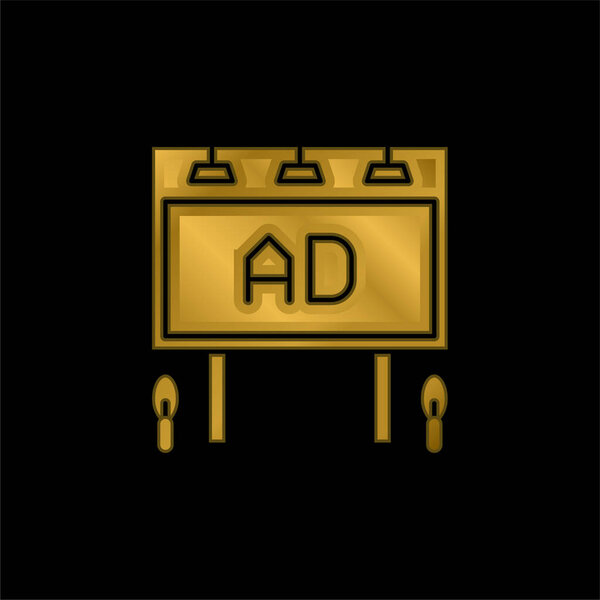 Billboard gold plated metalic icon or logo vector