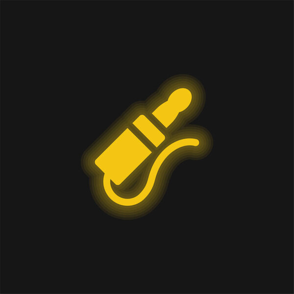 Audio Jack yellow glowing neon icon