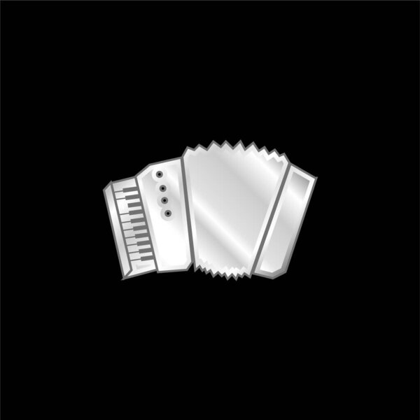 Силуэт аккордеона с белыми деталями серебристый металлический значок