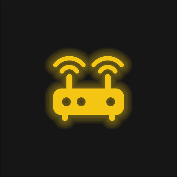 Antenna yellow glowing neon icon