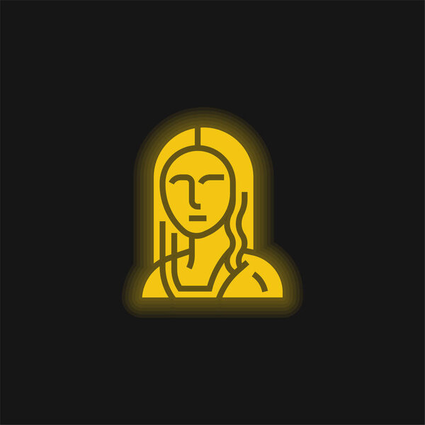 Art yellow glowing neon icon