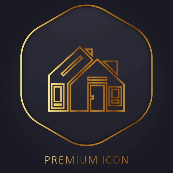 Endereço Linha Dourada Logotipo Premium Ícone — Vetor de Stock