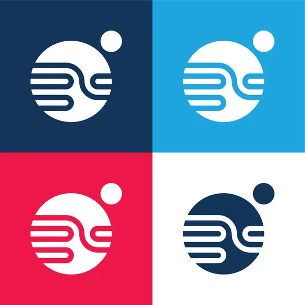 Astronomy Blue Red Four Color Minimal Icon Set — Stock Vector