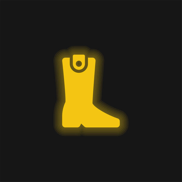 Boot yellow glowing neon icon