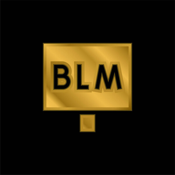 Blm gold plated metalic icon or logo vector