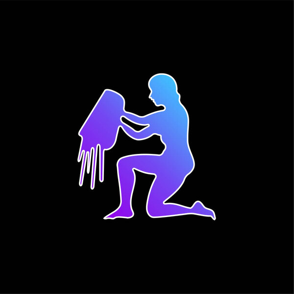 Aquarius Water Carrier Sign Silhouette blue gradient vector icon