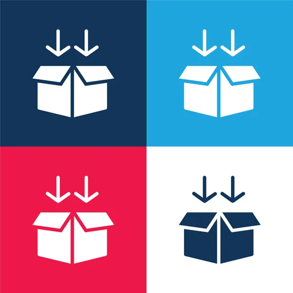 Box Blau Und Rot Vier Farben Minimales Symbol Set — Stockvektor