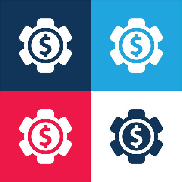 Bank Settings blue and red four color minimal icon set