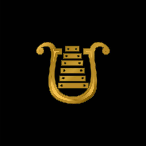 Bell Lyre gold plated metalic icon or logo vector