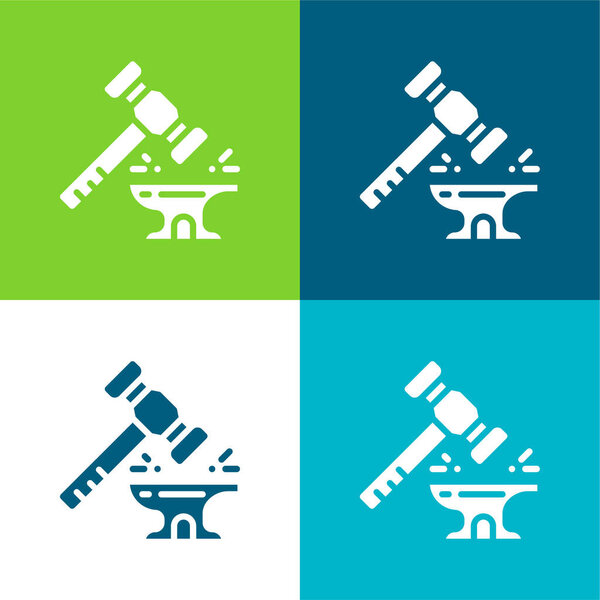 Blacksmith Flat four color minimal icon set