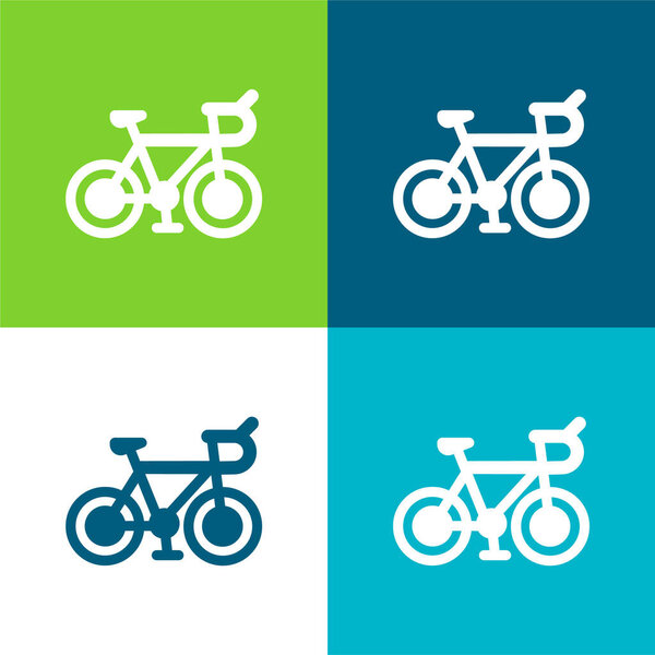 Bicycle Flat four color minimal icon set