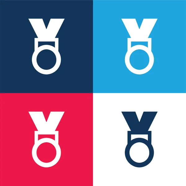 Award Medal Blue Red Four Color Minimal Icon Set — Stock Vector