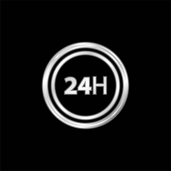 24 Hours silver plated metallic icon