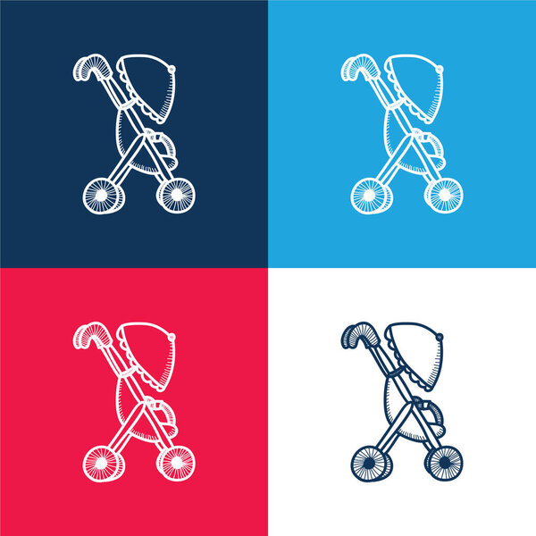 Baby Cart с зонтиком синего и красного цвета