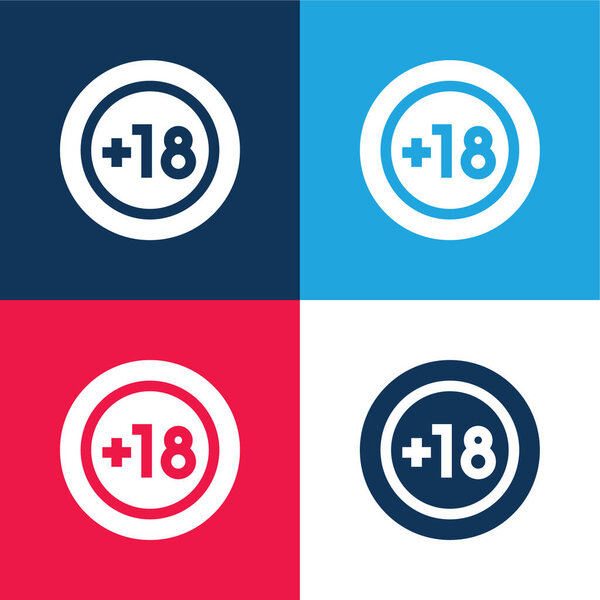 Age Limit blue and red four color minimal icon set