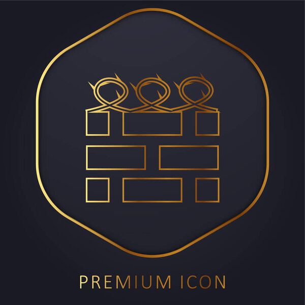 Brick Wall With Barbed Wire golden line premium logo or icon