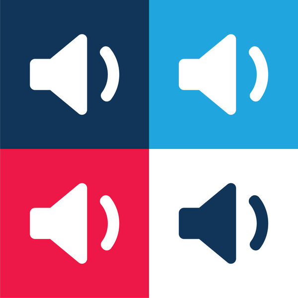 Аудио Заполненный динамик интерфейса синий и красный четыре цвета минимальный набор значков