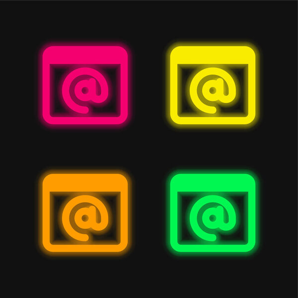 При знаке четыре цвета светящийся неоновый вектор значок