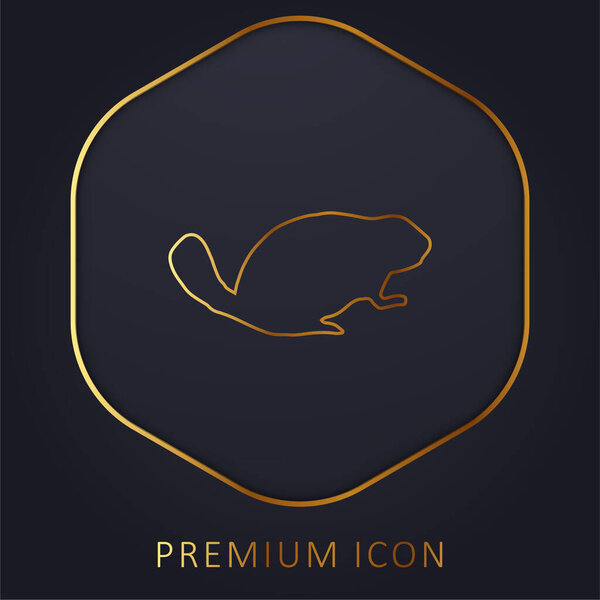 Beaver Mammal Animal Shape golden line premium logo or icon