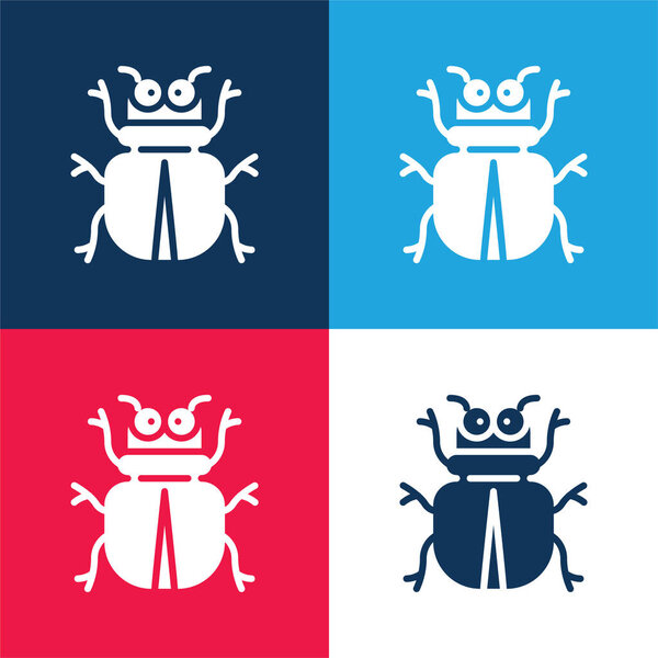 Beetle blue and red four color minimal icon set