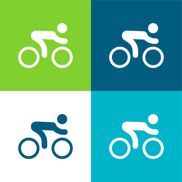 Велогонка Плоский четырехцветный минимальный набор значков