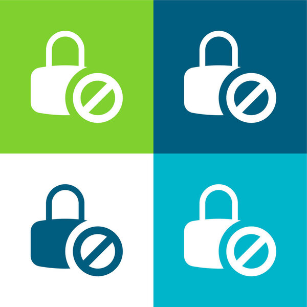 Разбитый плоский четырехцветный минимальный набор иконок