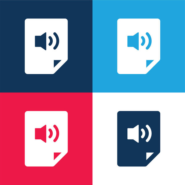 Аудио Файл синий и красный четыре цвета минимальный набор значков