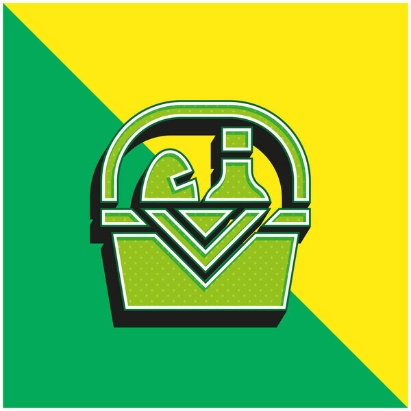 Basket Green and yellow modern 3d vector icon logo