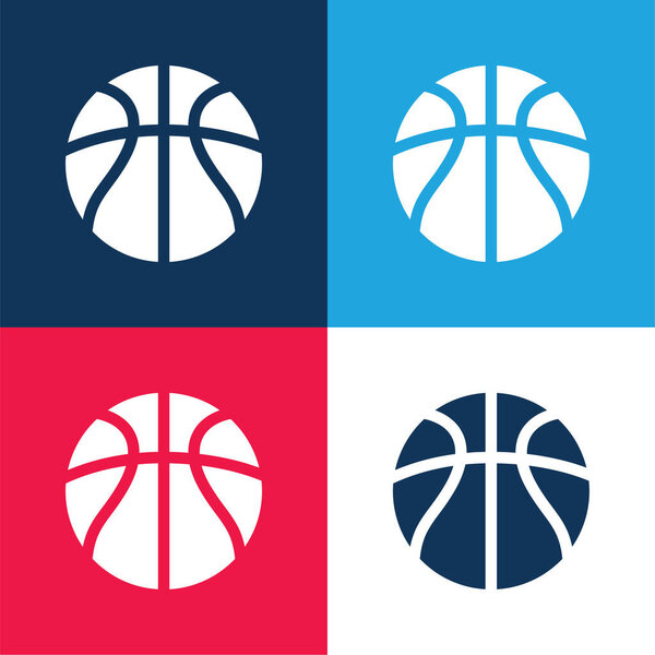 Basketball blue and red four color minimal icon set