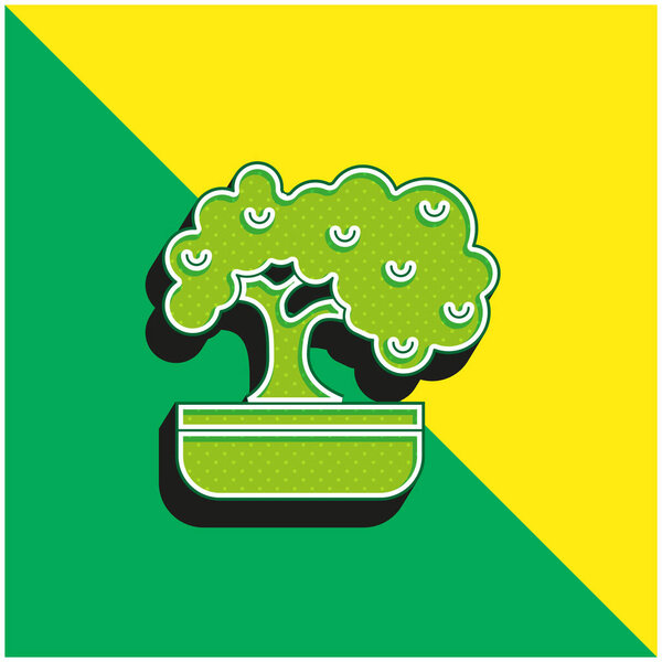 Bonsai Green and yellow modern 3d vector icon logo