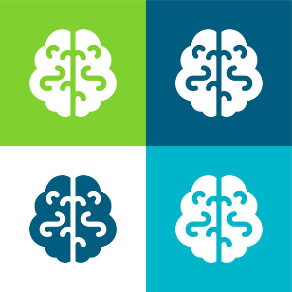 Brain Flat four color minimal icon set