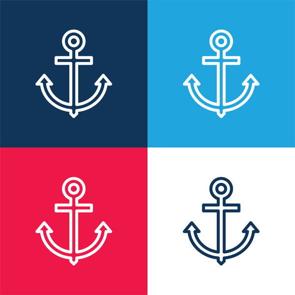 Anchor blue and red four color minimal icon set