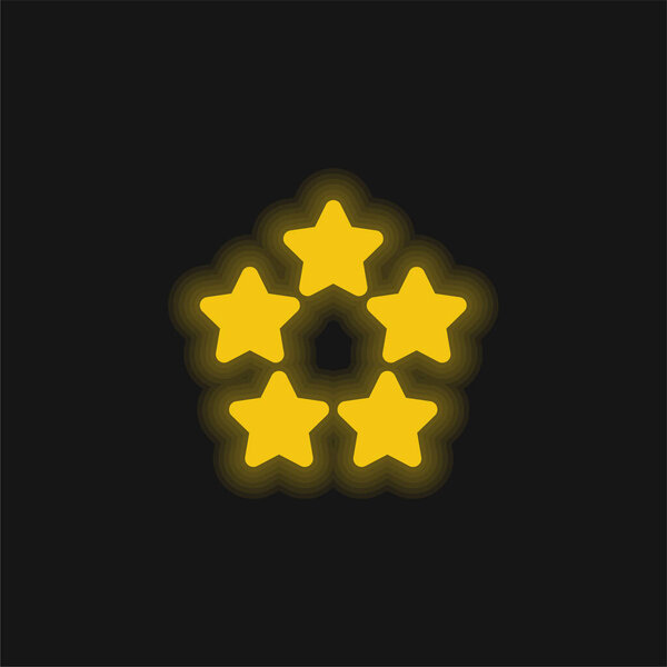 5 Stars yellow glowing neon icon