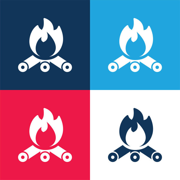 Bonfire blue and red four color minimal icon set