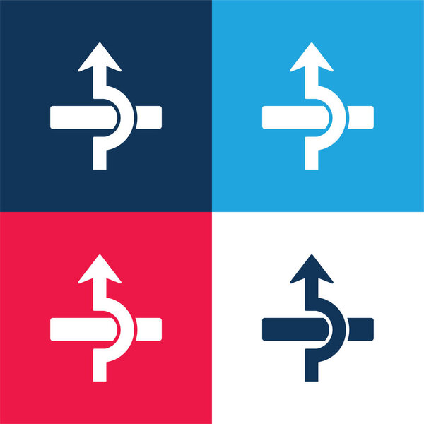 Arrow Over A Rectangular Element blue and red four color minimal icon set
