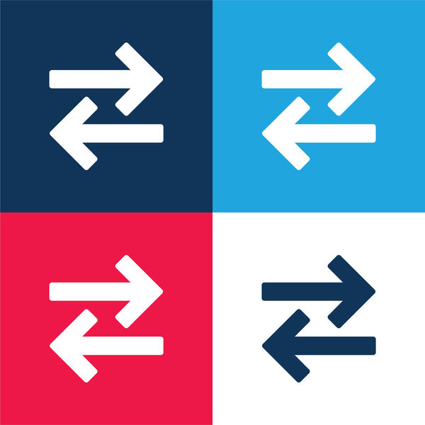 Arrows Couple To Opposite Directions blue and red four color minimal icon set