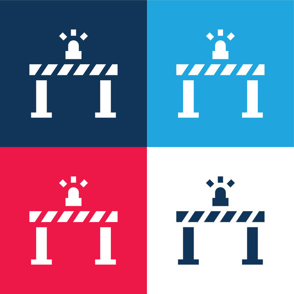 Barrier blue and red four color minimal icon set